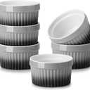 MALACASA Ramekins 4 oz Oven Safe, Small Ceramic Souffle Dishes for Creme Brulee Souffle, Stoneware Custard Cups Ramiken for Baking, Baking Bowls Dipping Sauce Dish Set of 6, Grey, Series RAMEKIN-DISH