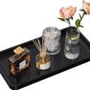 Bathroom Vanity Tray for Countertop - Bamboo Organizer Tray for Dresser Tops, Toilet, Perfume Small Decorative Wood Tray for Home Decoration 11.4 L x 6.1 W x 0.7 H (Black)