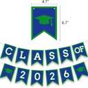 3 x Blue Green Graduation Party Decoration Class Banner Hanging Pom Poms Flowers High School College Grad Supplies