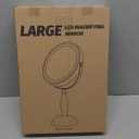 Makeup Mirror with Light, 30x Magnifying Mirror with 3 Lights Colors, 5000mAh Vanity Mirror Brushed Nickel - 360 Rotation, Brightness Adjustable Magnification, Modern Style Side Touch + Side Charge