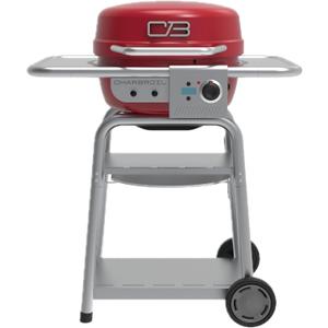 Charbroil 3-in-1 Dual Fuel Outdoor Bistro Pro Electric Grill & Griddle + Charcoal Mode BBQ, Red - 25302146
