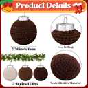 Soulchen 12 Pcs Neutral Christmas Crochet Ornaments 2.36" Boho Farmhouse Christmas Tree Hanging Balls Handmade Vintage Rustic Knitted Ornaments for Xmas Tree Holiday Decor(Beige, Khaki, Brown)