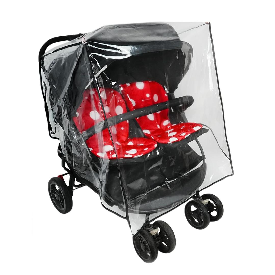 Double Stroller Rain Cover - Universal Fit Weather Shield for Side by Side Baby Stroller, Waterproof Windproof Jogger Stroller Cover for Rain, Snow & Dust Protection  Baby Outdoor Travel Essential