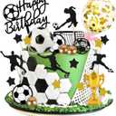 28 PCS Soccer Cake Topper Soccer Ball Player Cake Decorations with Ball Happy Birthday Topper for Boys Birthday Party Decorations Sport Themed Party Supplies