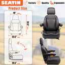 SEATIN Universal Tractor Seat, Comfortable Zero Turn Mower Seat with Adjustable Safety Belt Armrest Backrest Micro Switch for Forklift Skid Steer Loader Telehandler Dozer Excavator (Black)