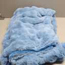 L'AGRATY Faux Fur Throw Blanket: 50" x 60" Luxury Soft Fluffy Rabbit Fur Blankets Twin for Couch Bed Sofa Cozy Plush Bubble Blankets for Winter: Flannel Fleece Decorative Blanket (Airy Blue)