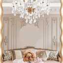 30 * 40 Inch Gold Ripple Rectangle Bathroom Mirror Wall Mounted Large Modern Countryside Suitable for Washroom, Bedroom, Living Room, Entryway