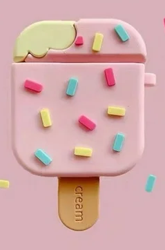 Cartoon Ice Cream for Apple for For AirPods Bluetooth Headphone Cover, Silicone Soft Cover Protective Case , Pack of 3