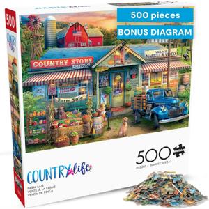 Puzzles for Adults 500 Pieces  Buffalo Games Country Living: Farm Life by Eduard, Nostalgic 500 Piece Jigsaw Puzzle for Adults with Poster, Premium Puzzle Made in The USA