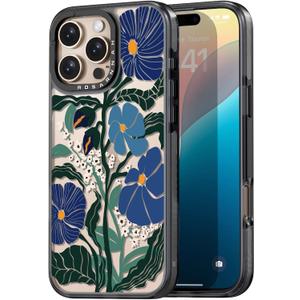 Compatible for iPhone 16 Pro Case Cute - Durable Shockproof 6.6 ft Drop Impact Phone Case - Black Funny Passiflora Caerulea Design for iPhone 16 Pro 6.3"