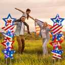Bencailor 4 Set 4th of July Yard Signs LED 250th Anniversary Patriotic Outdoor Lawn Decor Waterproof USA Red White and Blue Yard Stakes for Independence Day(Mainly Red, Blue and White,4th of July)