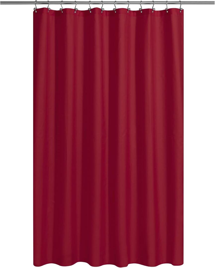 N&Y HOME Fabric Shower Curtain or Liner with Magnets - Hotel Quality Red Shower Curtain for Bathroom, Machine Washable, Water Repellent - Red, 72x72