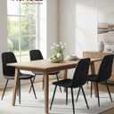 VASAGLE Set of 4 Dining Chairs, Dining Room Kitchen Chairs, Metal Frame, Adjustable Feet, Easy to Clean, Glacier-Textured PU Leather, for Kitchen, Ink Black UKDC188B01V1