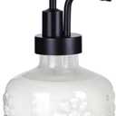 Glass Soap Dispenser for Kitchen and Bathroom Countertop, Smooth Action Pump Refillable Wash Hand Liquid, Dish Detergent, Farmhouse Style with Cylindrical Shape Shampoo Lotion Pump (3-3/8" X 3-3/8" X5-1/2")