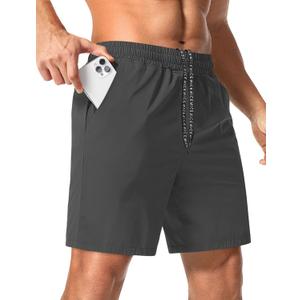 Aolesy Men's 7'' Running Shorts Quick Dry Workout Gym Shorts with Pockets, Tennis Training Athletic (Gray, M)