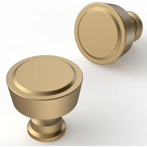 10 Pack Champagne Bronze Cabinet Knobs 1-1/5 Inch(30mm) Single Hole Cabinet Pulls Round Kitchen Cabinet Knobs