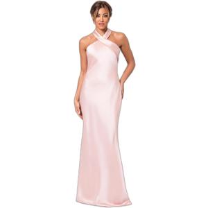 Xscape Women's Betsy & Adam Women's Chiffon Halter Neck Ruffle Print Floor Length Dress (Pink) 14