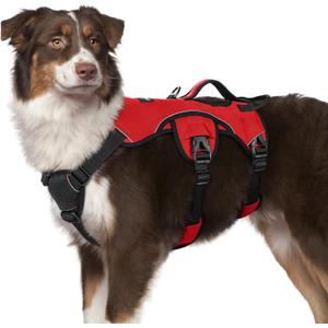 rabbitgoo Escape Proof Dog Harness, Soft Padded Full Body Pet Harness, Reflective Adjustable No Pull Vest with Lift Handle and Leash Clip for Large Dogs Walking Hiking Training, M, Red