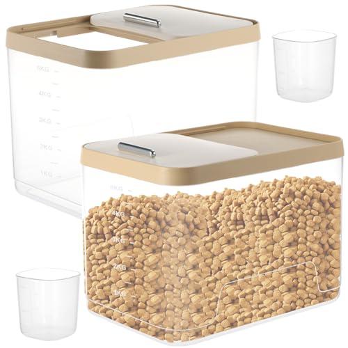 CIEOVO 2 Pack Airtight Dog Food Storage Container, 10Lbs Clear Pet Dog Food Storage Bin with Measuring Scoops for Rice Grain Pet Dog Cat Bird Dog Treat Storage Food Fresh