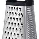 2 x Kaishun Professional Cheese Grater, 4-Sided Stainless Steel Box Grater, Food Shredder for Cheese, Parmesan, Vegetable, Black