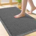 Smiry Waffle Bath Mat 24x17, Extra Soft Absorbent Bathroom Rugs, Non Slip Machine Washable Quick Dry Bath Rugs for Bathroom Floor, Tub, Shower, Home Decor Accessories, Dark Grey