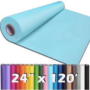 PerkHomy 24" x 1,440" (120') Light Blue Kraft Paper Roll for Craft Bulletin Board Paper Art Table Covering Crafting Gift Wrapping Bouquet Packing Parcel 80GSM 55LB (Light Blue, 24" x 120')