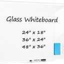 Glass Dry Erase Board, Magnetic Tempered Glass Whiteboard 24" x 18" (2'x1.5'), Ultra White
