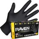 Raven Powder Free Nitrile Disposable Gloves | 7 Mil - Med | Latex Free, Chemical + Puncture Resistant, Textured Grip, Single Use | for Automotive, Industrial, Janitorial, MRO, Food Service | 66517 (Medium)