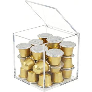 KissYou Acrylic Boxes with Hinged Lid Small Lucite Boxes Clear Display Box for Birthday Wedding Graduation Party Decoration Plastic Storage Boxes (4 x 4 x 4 Inch)