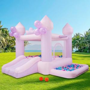 9FT Pink/Purple Bounce House Inflatable Toddler Trampoline Suitable for 3-6 Year Old Children Party Gifts Indoor and Outdoor Two Tone Bounce Castle Wedding/Festival Decorations