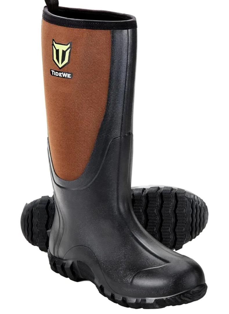 TIDEWE Rubber Boots for Men Multi-Season, Waterproof Rain Boots with Steel Shank, 6mm Neoprene Sturdy Rubber Outdoor Hunting Boots (Black, Brown, Next Camo G2) Size 10