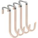 FYY Over The Door Hooks, 4 Pack Door Hangers Hooks with Rubber Prevent Scratches Heavy Duty Organizer Hooks for Living Room, Bathroom, Bedroom Hanging Clothes, Towels, Hats, Coats, Bags Nude