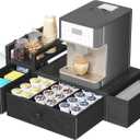 Homeiju Coffee Pod Drawers - K Cup Organizer, Nespresso Pods Holder with Mug Rack, Coffee Holder for Countertop, 52 Capacity Pods, Suitable for Kitchens, Offices and Coffee Bars(Black)