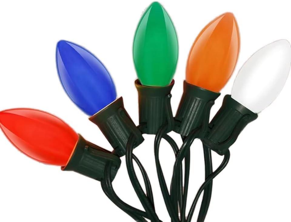 C9 LED Christmas Lights Outdoor 25Ft Outdoor Decorations String Light Waterproof with 26 C9 LED Multicolor Bulbs, Hanging Vintage Christmas Lights for Patio Roofline Garden Holiday Party