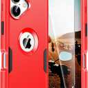 for iPhone 17 Case, 2X Screen Protector, Anti-Drop, 3‑Layer Military Grade Shockproof, Heavy Duty Protective Phone Cover, 6.3-Inch, Red