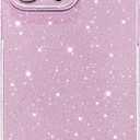 Hython Case for iPhone 13 Pro Case Glitter Cute Sparkly Shiny Bling Sparkle Phone Cases 6.1", Thin Slim Fit Soft TPU Bumper Shockproof Rubber Protective Cover for Women Girls Girly, Lavender Purple