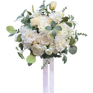 CherishedMoments White Bridal Wedding Bouquet, Artificial Flowers Bridal Cascading Bouquets for Boho Rustic Wedding and Wedding Ceremony, Anniversary