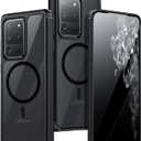For Samsung Galaxy S20 Ultra Magnetic Case - [Compatible with Magsafe Accessory][Military Drop Protection] Soft TPU Bumper + Translucent Matte Back Cover for S20 Ultra, Matte Black