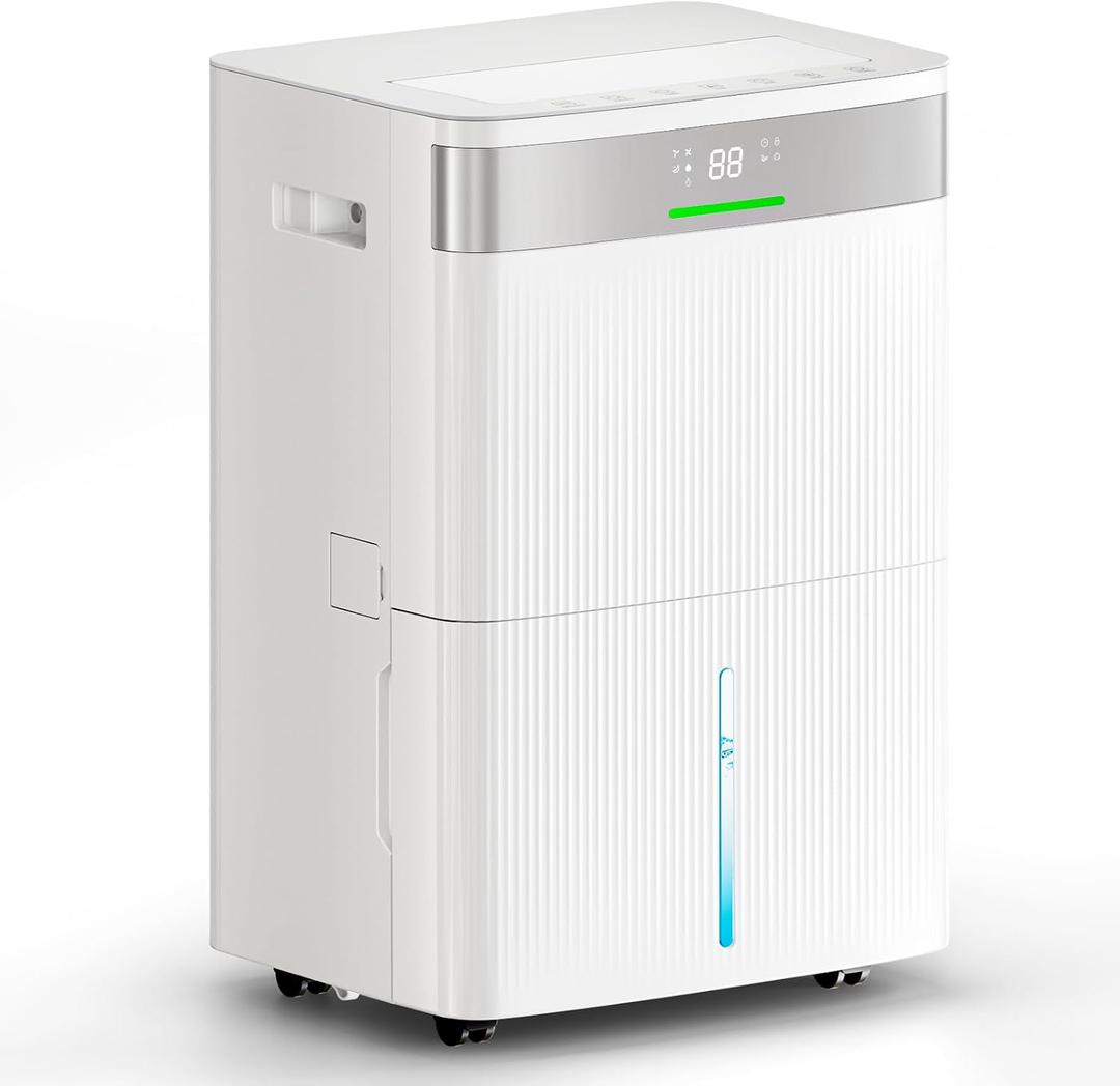 HUMLABS 82 Pints Dehumidifier for Home, 5000 Sq. Ft Dehumidifier for Basement with Drain Hose, Front LED Screen and 1.37 Gal Water Tank, Three Modes, Auto Defrost and 24HR Timer