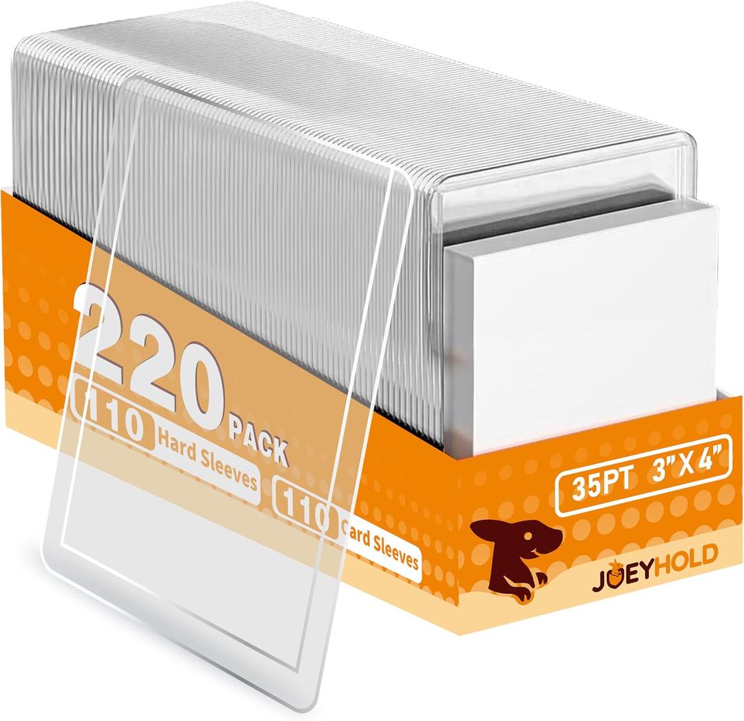 220 Card Sleeves Top Loaders for Cards,Premium Plastic Baseball Card Sleeves,3"x 4"Trading Cards Holder,Sports Baseball Football Game Cards Protectors(110 Hard Sleeve+110 Soft Sleeve)