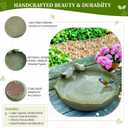 Large Ceramic Bird Bath Bowl Only, 10" Shallow Ground Bird Bath, Handmade Ceramic Birdbath Bowl for Outdoors, Wildlife Water Bowl for Outside, Garden, Tabletop, Balcony and Lawn