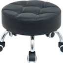 Low Rolling Stool with Wheels - Heavy Duty 360 Swivel Low Stool Chair with Thickened Cushion, Round Roller Seat Stools for Garage Shop Kitchen Home Office Garden Salon Pedicure (Black)