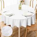 Smiry Round Table Cloth, Waterproof Heavy Duty Vinyl Tablecloths, Wipeable Washable Table Cover for Kitchen and Dining Room (White, 60" x 60")