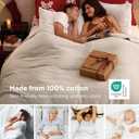 Bedsure GentleSoft 100% Cotton Blanket Queen Size for Bed - Breathable and Lightweight, Soft Cozy Textured Herringbone Woven Blanket, Linen Beige, 90x90 inches