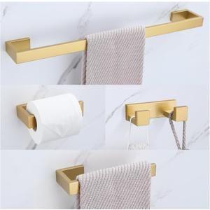 Brushed Gold Bathroom Hardware Set, 4-Piece Bath Towel Bar Set SUS304 Stainless Steel Towel Rack Set for Bathroom, 23.6 inches Bathroom Towel Holder Set Wall Mounted