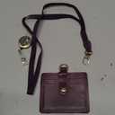 Wonderpool Leather Horizontal Badge Holder with Detachable Neck Lanyard and Retractable Badge Reel Clip, Card Slots Case ID Card Holder for ID Badges Card and Driver Licence (Purple)