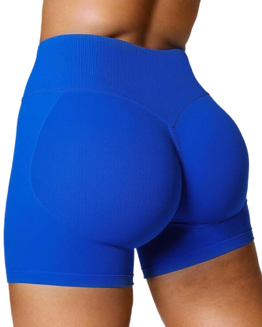 Adamotto Workout Shorts for Women - Scrunch Butt Lifting Booty Impact Shorts for Gym Fitness Running Biker- Klein Blue Medium (Blue, M)