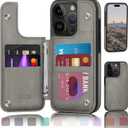 DJDUCK Designed for iPhone 16 Pro Max Case Wallet with Card Holder, [Magnetic Clasp Cover] [RFID Blocking Leather Protection] Shockproof Women Men Cases 6.9 Inch for Apple 16 Pro Max Grey