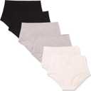 Amazon Essentials Women's Cotton High Waisted Underwear, Pack of 6 (Large, Black/Grey Heather/White)