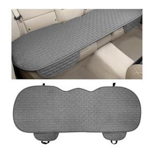 KVAEY Linen Back Car Seat Cover, Anti-Slip Long Bottom Rear Seat Cover Protector with Storage Pockets, Breathable Linen Rear Bench Seat Protector Cushion Pad for Most Vehicles (Gray, Back)